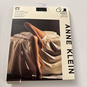 New Anne Klein Large Control Top Black Stockings 1 Pair C27